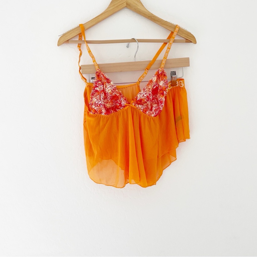 BCBG orange floral sheer loungewear size XL